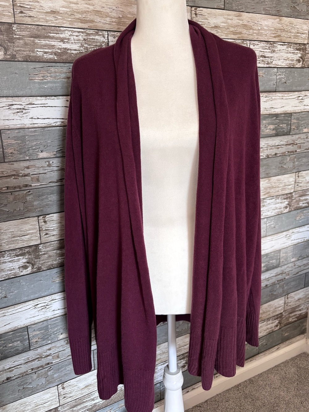 Croft & Barrow The Extra Soft Cardigan Burgundy Open Front Cozy Casual Size XXL